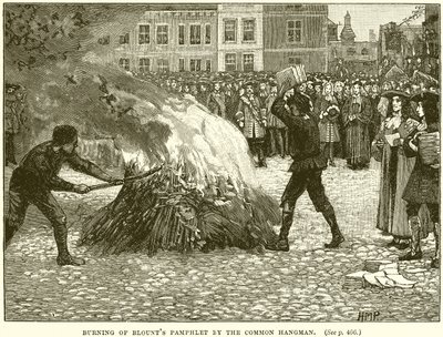Quema del panfleto de Blount por el verdugo común de English School