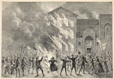 Quema de Newgate, de una impresión contemporánea de English School