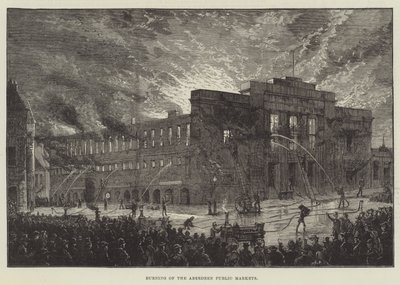 Incendio de los mercados públicos de Aberdeen (grabado) de English School