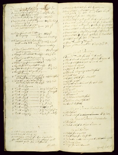Libro Largo de los Bursars, mostrando un inventario comenzando en 1631 de English School