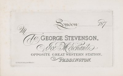 Tarjeta de presentación de George Stevenson de English School