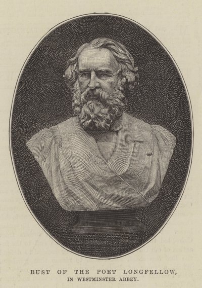 Busto del Poeta Longfellow, en la Abadía de Westminster (grabado) de English School