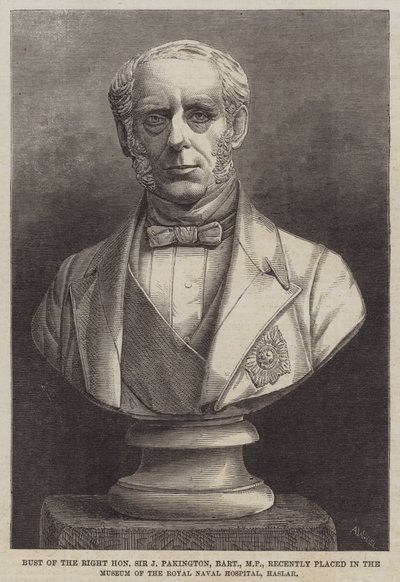 Busto del Muy Honorable Sir J Pakington, Baronet, MP, recientemente colocado en el Museo del Hospital Naval Real, Haslar de English School