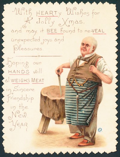 Carnicero, tarjeta de Navidad de English School