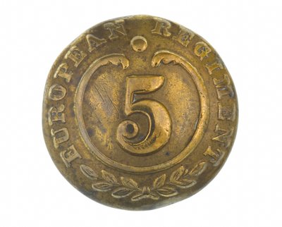 Botón, otras filas, 5º Regimiento Europeo de Bengala, 1858-1860 de English School