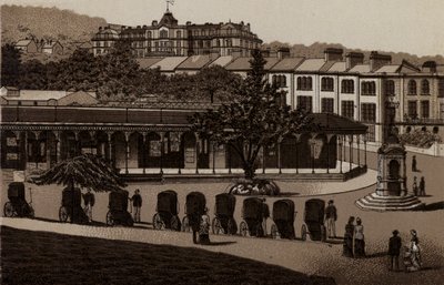 Buxton: Baños Termales y Columnata (litografía) de English School