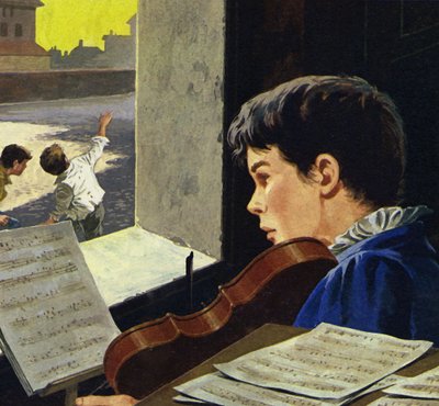 A los seis años, Paganini estaba aprendiendo a tocar el violín de English School