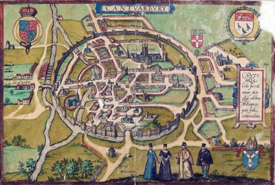 Mapa de Canterbury, c.1588 de English School
