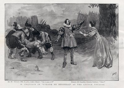CONSTANT COQUELIN Aine (mayor) actor inglés en el papel de Cyrano de Bergerac en el Lyceum Theatre, Londres 1898 de English School