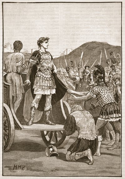 César dirigiéndose a las legiones descontentas en el Campo de Marte de English School