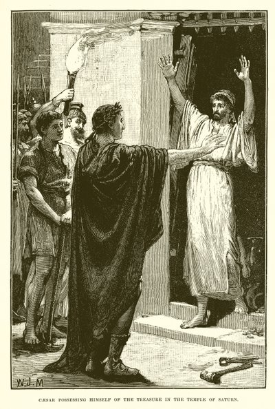 César apoderándose del tesoro en el templo de Saturno de English School