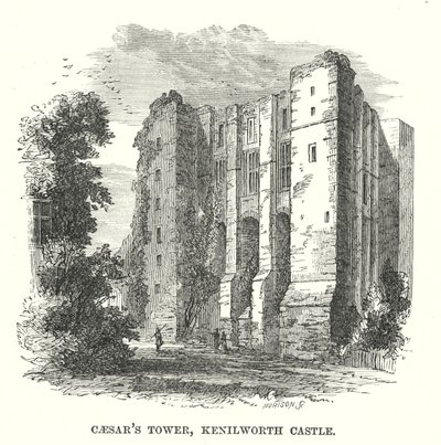 Torre de César, Castillo de Kenilworth (grabado) de English School