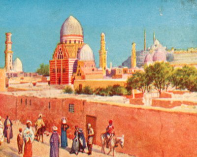 El Cairo, Tumbas de los Mamelucos (litografía en color) de English School