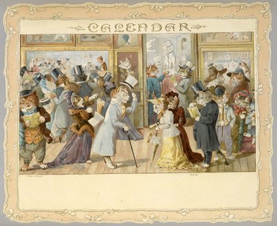 Calendario. Portada que representa gatos. Sorpresas agradables para personas de todos los tamaños. [En verso. Con ilustraciones.]Londres: E. Nister, [1892] de English School