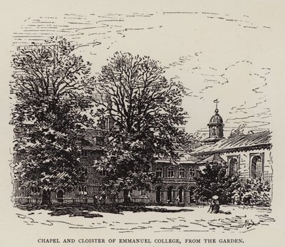 Cambridge: Capilla y Claustro del Emmanuel College, desde el jardín de English School