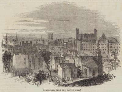 Cambridge, desde Castle Hill (grabado) de English School