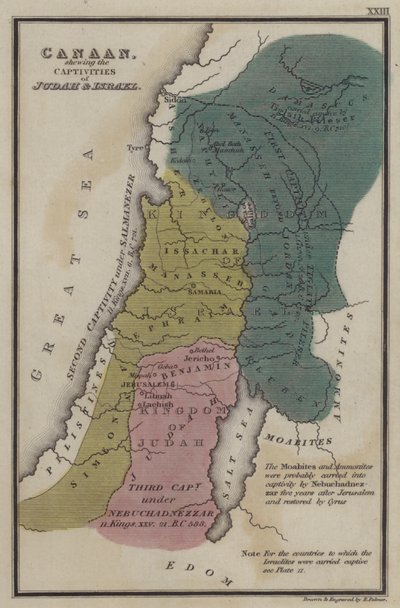 Canaán, mostrando las cautividades de Judá e Israel de English School