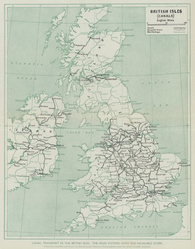 Transporte por Canal en las Islas Británicas, Los principales sistemas con los ríos navegables (litografía) de English School