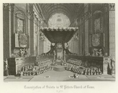 Canonización de santos en la Iglesia de San Pedro, Roma, 1712 de English School