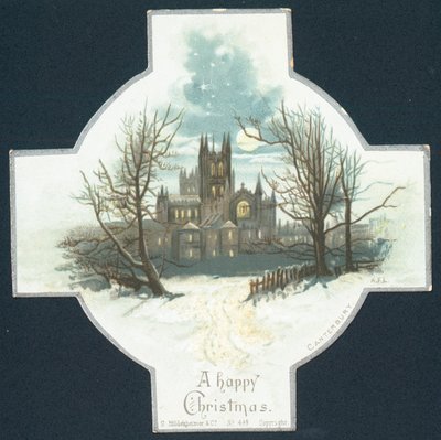 Catedral de Canterbury, tarjeta de Navidad de English School