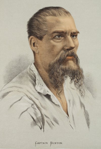 Capitán Burton, ilustración de La Edición Pictórica de la Vida y Descubrimientos de David Livingstone por J. Ewing Richie, pub. por A. Fullarton & Co., 1876 de English School