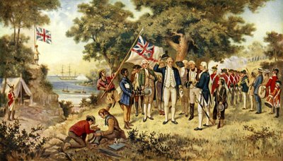 El capitán Cook tomando posesión de Nueva Gales del Sur, 1770 de English School