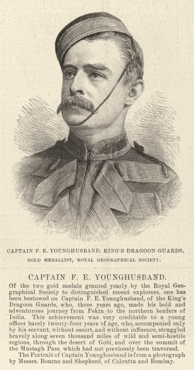 Capitán F E Younghusband, Guardias de Dragones del Rey, Medallista de Oro, Sociedad Geográfica Real de English School