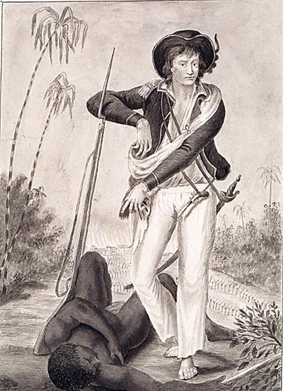 Capitán John Gabriel Stedman (1744-97), c.1800 (lápiz y aguada sobre papel) (foto b/n) de English School