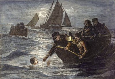 Intento del Capitán Webb de cruzar a nado el Canal de la Mancha, café caliente a la luz de la luna de English School