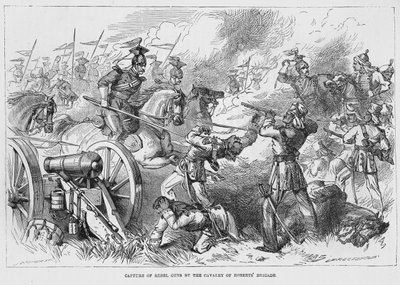 Captura de cañones rebeldes por la caballería de la brigada de Roberts de English School
