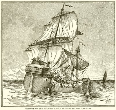 Captura de los Barcos de Suministro Ingleses por Cruceros Españoles de English School