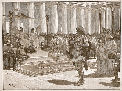 Caractacus ante Claudio, ilustración de Cassells Illustrated History of England de English School