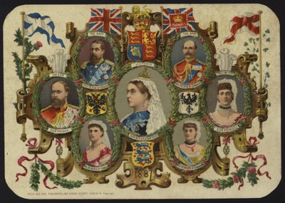Tarjeta celebrando el Jubileo de la Reina Victoria de 1887 de English School