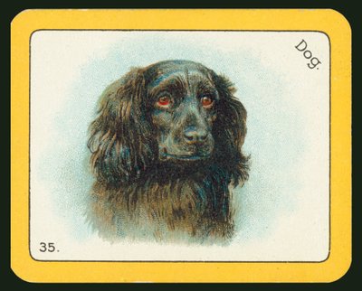 Tarjeta de The Black Cat Greyhound Racing Game (litografía en color) de English School