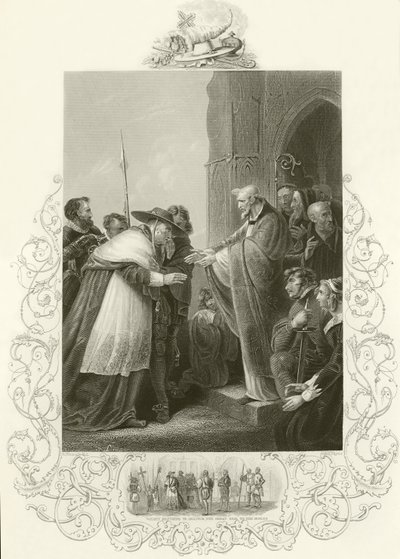 Cardenal Wolsey entrando en la Abadía de Leicester de English School