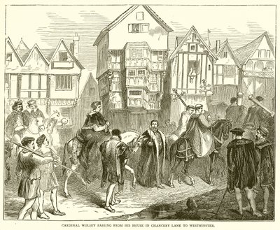 El Cardenal Wolsey pasando de su Casa en Chancery Lane a Westminster de English School