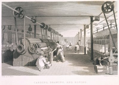 Cardado, dibujos y tejidos (grabado) de English School