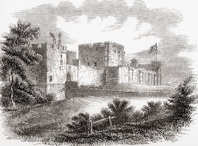 El castillo de Carlisle, Carlise, Cumbria, Inglaterra, visto aquí en el siglo XIX, de Old England: A Pictorial Museum, pub. 1847 de English School