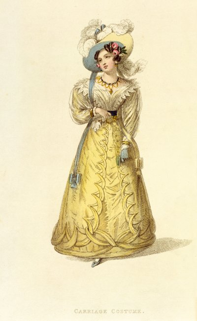 Vestido de Carroza, lámina de moda de Ackermanns Repository of Arts, c.1827 de English School