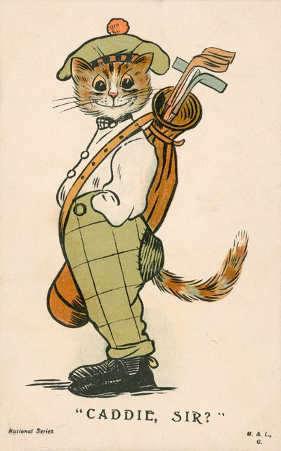 Gato, caddie de golf escocés (litografia en color) de English School