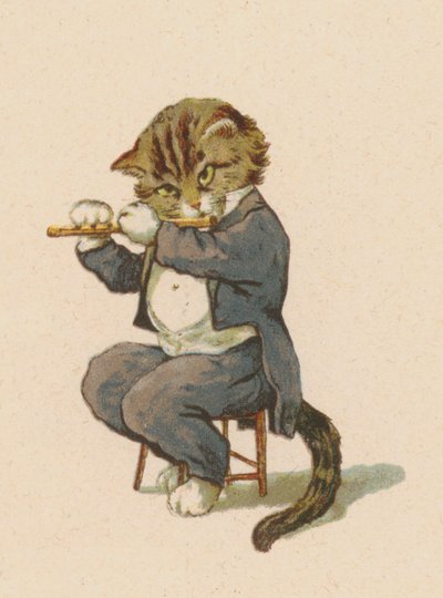 Gato tocando la flauta de English School