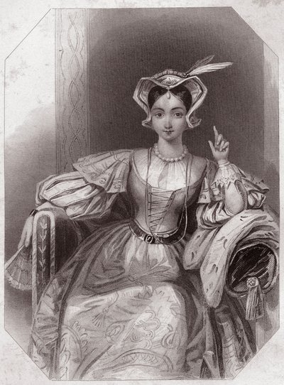 Catalina de Francia (Catalina, hija de Carlos VI e Isabel) (Enrique V) (La Crónica Historia de Enrique el Quinto) - en - “Galería de Mujeres de Shakespeare, colección de cuarenta y cinco retratos serios por artistas londinenses tempranos, enriquecidos con  de English School