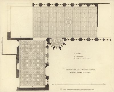Plano del techo de Crosby Hall de English School