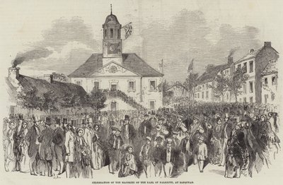 Celebración de la mayoría de edad del Conde de Dalkeith en Sanquhar (grabado) de English School