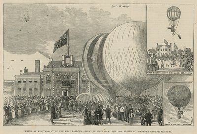Aniversario centenario del primer ascenso en globo en Inglaterra en el terreno de la Hon. Artillery Company, Finsbury de English School