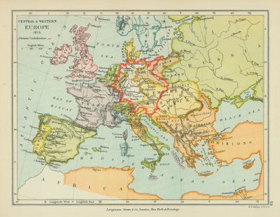 Europa Central y Occidental (litografía en color) de English School