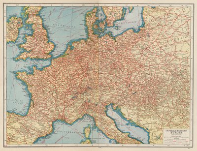 Europa Central y Occidental, Ferrocarriles (litografía en color) de English School