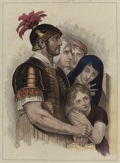 Centurión y su familia (litografía en color) de English School