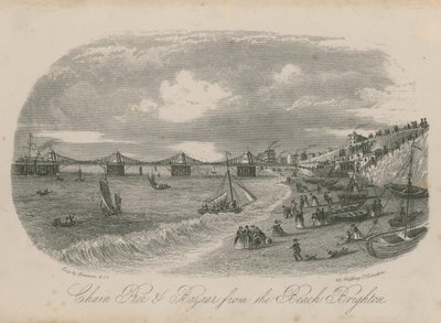 Muelle de cadena y bazar desde la playa en Brighton de English School