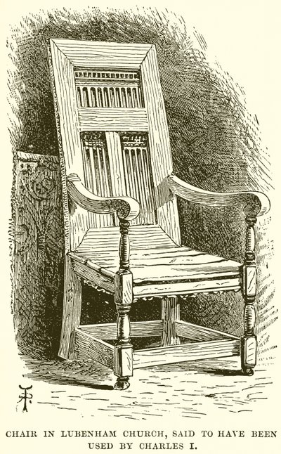 Silla en la iglesia de Lubenham, supuestamente usada por Carlos I de English School